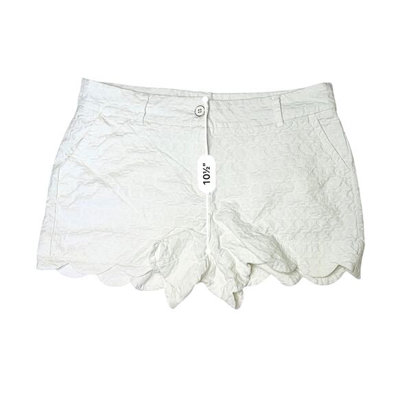 Crown & Ivy Textured Scalloped Shelby Shorts 12 White Vanilla Girl Cottagecore - Picture 7 of 9